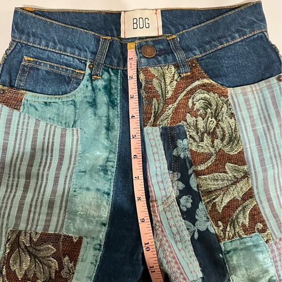 Urban Outfitters BDG High Waisted Wide Leg Boho Patchwork Jeans Size 25 - Picture 10 of 11